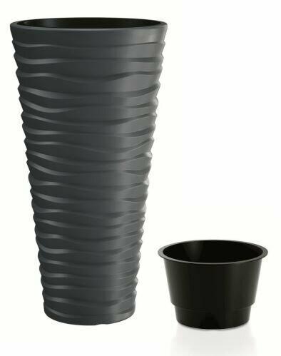 Doniczka SAND SLIM + wkład antracyt 39,0 cm