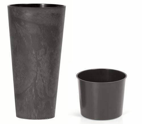 Doniczka TUBUS SLIM EFFECT + osad antracyt 20 cm