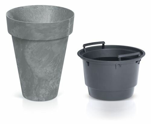 Doniczka z wkładem CUBE SLIM BETON EFFECT marengo 46,1cm