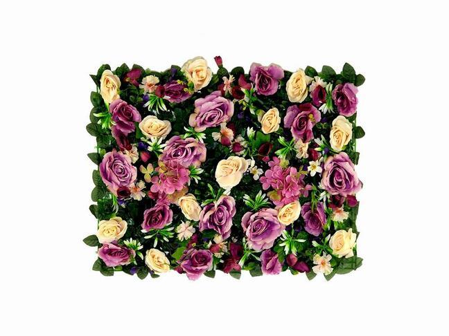Panel ze sztucznych kwiatów Róża i Hortensja - 40x60 cm