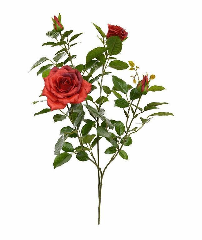 Sztuczna gałązka Czerwona róża 70 cm