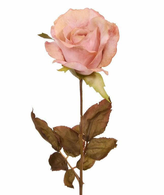 Sztuczna gałązka Różowa róża 60 cm