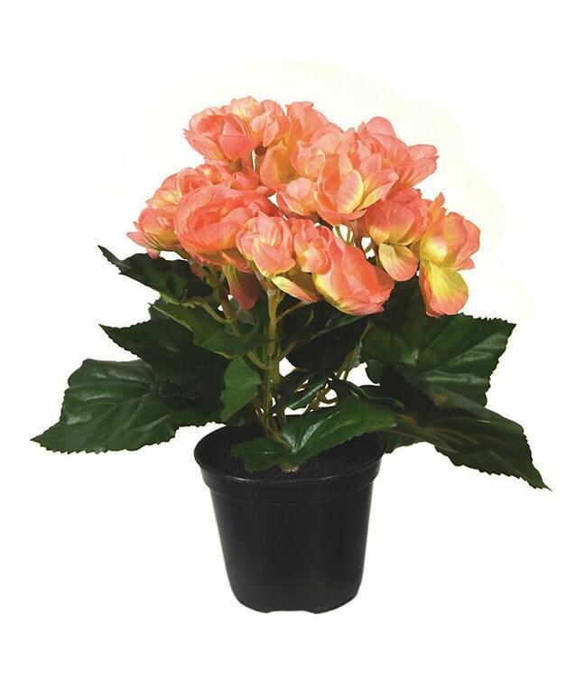 Sztuczna roślina Begonia pomarańczowa 20 cm